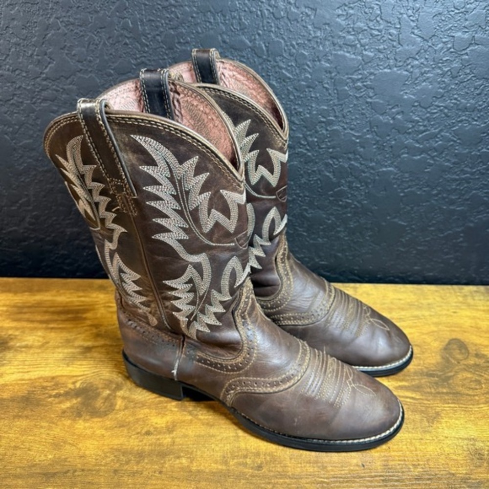 Ariat Heritage Western R-Toe 10001021 Brown Leather Cowboy Boots Womens 7.5B‎